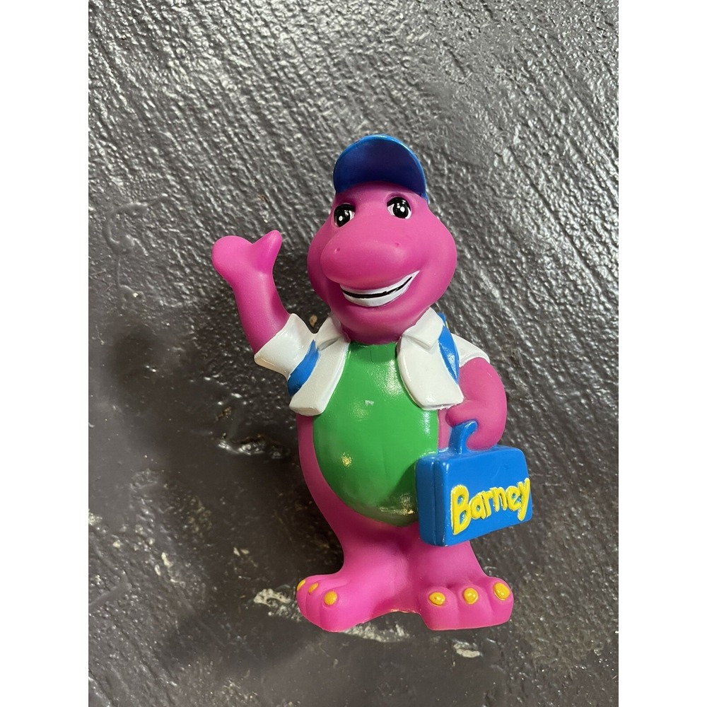 Vintage 1992 Barney Purple Dinosaur Briefcase Piggy Bank Vinyl Coin bank